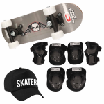 Skateboard Set Voor Kinderen L 9-10 Jaar/valbescherming/skater Pet/skateboard Met Print 43 Cm - Skateboards - Grijs
