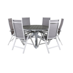 Parma Tuinmeubelset Tafel Ø140cm En 6 Stoel L5pos Albany, Grijs. - Wit