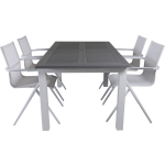 Albany Tuinmeubelset Tafel 90x152/210cm En 4 Stoel Alina, Grijs, Crèmekleur. - Wit