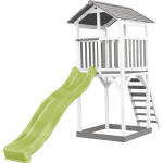 axi Beach Tower Speeltoestel Van Hout In Grijs En Speeltoren Met Zandbak, En Limoen Groene Glijbaan - Wit