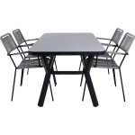 Virya Tuinmeubelset Tafel 90x160cm En 4 Stoel Armleuningg Lindos, Grijs. - Zwart