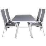 Virya Tuinmeubelset Tafel 90x160cm En 4 Stoel Copacabana, Grijs. - Wit