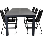 Albany Tuinmeubelset Tafel 100x224/324cm En 6 Stoel Stapel Lindos,. - Grijs