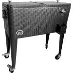 axi Retro Cooler Wicker-look Outdoor Koeler Op Wielen Met 76l Inhoud - Zwart