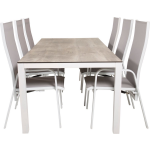 Llama Tuinmeubelset Tafel 100x205cm En 6 Stoel Copacabana, Grijs, Crèmekleur. - Wit