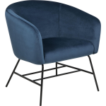 Ramy Fauteuil In Marineblauwe Stof En Metalen Onderstel. - Roze