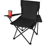 Campingstoel - Multifunctionele Visstoel Opvouwbaar Met Rugleuning - Camping Klapstoel / Vouwstoel, Strandstoel Met - Zwart