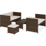 Vidaxl 5-delige Loungeset Met Kussens Poly Rattan - Bruin