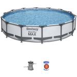 Bestway Steel Pro Max Bovengronds Zwembad - Buisvormig - 427 X 84 Cm - 2006 L/h Patroonreiniger - Grijs