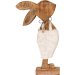 Clayre & Eef Decoratie Beeld Konijn 22*6*42 Cm Hout Decoratief Figuur Paashaas Woonaccessoires Decoratief - Bruin