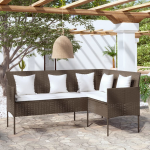 Vidaxl Loungebank Met Kussens L-vormig Poly Rattan - Bruin