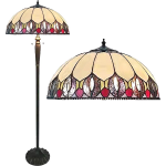 Clayre & Eef Lumilamp Tiffany Vloerlamp Ø 50*157 Cm, Bruin Glas, Kunststof Rond Staande Lamp Staanlamp Tiffany Lamp - Geel