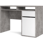 Plus Bureau Met 1 Deur, 1 Lade En 2 Legplanken, Betondecor/ Hoogglans. - Wit