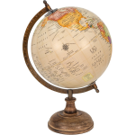 Clayre & Eef Wereldbol Decoratie 22*22*37 Cm, Bruin Hout, Ijzer Rond Globe Aardbol Globe Aardbol - Beige