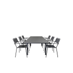 Levels Tuinmeubelset Tafel 100x160/240cm En 6 Stoel Armleuning Lindos, Grijs. - Zwart