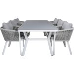 Virya Tuinmeubelset Tafel 100x200cm En 6 Stoel Virya, Grijs. - Wit