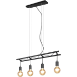 BES LED Led Hanglamp - Hangverlichting - Trion Ladina - E27 Fitting - 4-lichts - Rechthoek - Mat - Aluminium - Zwart