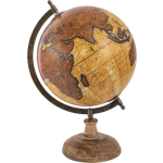Clayre & Eef Wereldbol Decoratie 22*22*37 Cm, Beige Hout, Metaal De Wereld Globe Aardbol Globe Aardbol - Bruin