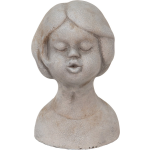 Clayre & Eef Decoratie Buste Meisje 11*10*18 Cm Steen Decoratief Figuur Decoratieve Accessoires Woonaccessoires - Beige