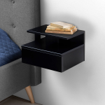 Ashly Nachtkastje Wandmontage Met 1 Plank, 1 Lade. - Zwart