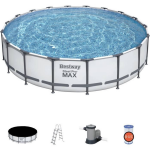 Bestway Steelpro Max Bovengronds Zwembad Diameter 549 X 122 Cm, Patroonfilter, Afdekking, Schaalverdeling - Grijs