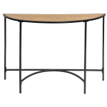 Clayre & Eef Sidetable 120*31*81 Cm, Bruin Ijzer, Hout Halfrond Wandtafel Haltafel Console Tafel Wandtafel - Zwart