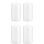 Trend Candles 4xte Cilinderkaarsen/stompkaarsen 8 X 15 Cm 69 Branduren - Geurloze Kaarsen - Woondecoraties - Wit