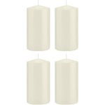 Trend Candles 4x Ivoorte Cilinderkaarsen/stompkaarsen 8 X 15 Cm 69 Branduren - Geurloze Kaarsen - Woondecoraties - Wit