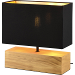BES LED Led Tafellamp - Tafelverlichting - Trion Wooden - E27 Fitting - Rechthoek - Mat/goud - Hout - Zwart