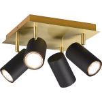 BES LED Led Wandspot - Trion Milona - Gu10 Fitting - 4-lichts - Rond - Mat/goud - Aluminium - Zwart