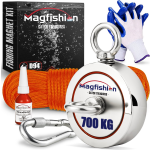 Magfishion Dubbelzijdige Magneetvissen Set - 700 Kg - Vismagneet - 20 Meter Lang Touw - Magneet Vissen
