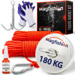 Magfishion Magneetvissen Mega Set - 180 Kg - Vismagneet - 2x Touw + Dreghaak - Magneet Vissen