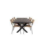 Rives Tuinmeubelset Tafel 100x200cm En 6 Stoel Armleuningl Lindos. - Bruin