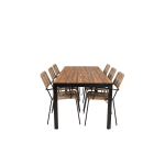 Bois Tuinmeubelset Tafel 90x205cm En 6 Stoel Armleuningl Lindos, Naturel. - Bruin