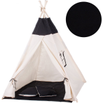 Springos Tipi Tent Wigwam Speeltent 120x100x180 Cm Met Mat En Kussens Naturel - Zwart