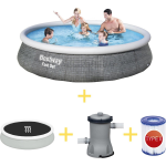 Bestway Zwembad - Fast Set - 396 X 84 Cm - Inclusief Solarzeil, Filterpomp & Filter - Grijs