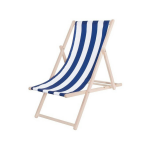 Platinet - Inklapbare Strandstoel - Hout - Gestreept - Blauw