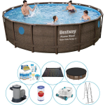 Bestway Power Steel Swim Vista Rond 488x122 Cm - Zwembad Met Accessoires - Bruin