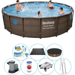 Bestway Power Steel Swim Vista Rond 488x122 Cm - Zwembad Bundel - Bruin