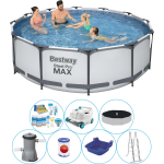 Bestway Zwembad Combinatie Pakket - Steel Pro Max Rond 366x100 Cm - Grijs