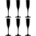 Santex Set Van 6x Stuks Champagneglazen/prosecco Flutes 150 Ml Onbreekbaar Kunststof - Herbruikbaar - Champagneglazen - Zwart