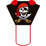 Invento Eenlijnskindervlieger Pocket Sled Jolly Roger 43 Cm - Zwart