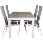 Albany Tuinmeubelset Tafel 90x152/210cm En 4 Stoel Copacabana, Grijs, Crèmekleur. - Wit