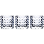 3x Theelichthouders Lyon Licht Glas 10 Cm - Waxinelichthouders - Kaarshouders Woondecoratie - Blauw