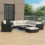 Vidaxl 8-delige Loungeset Met Kussens Poly Rattan - Zwart