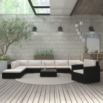 Vidaxl 11-delige Loungeset Met Kussens Poly Rattan - Zwart