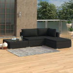 Vidaxl 4-delige Loungeset Met Kussens Poly Rattan - Zwart