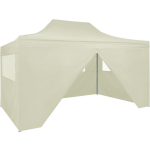 Vidaxl Partytent Met 4 Zijwanden Inklapbaar 3x4 M Staal Crème