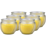 6x Gele Citronella Geurkaarsen In Glazen Houder 7 X 6 Cm - Insectenwerende Kaarsen - Citronellakaars Tegen/anti Muggen - Geel