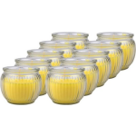 10x Gele Citronella Geurkaarsen In Glazen Houder 7 X 6 Cm - Insectenwerende Kaarsen - Citronellakaars Tegen/anti Muggen - Geel